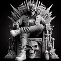 a statue of a man sitting on the iron throne